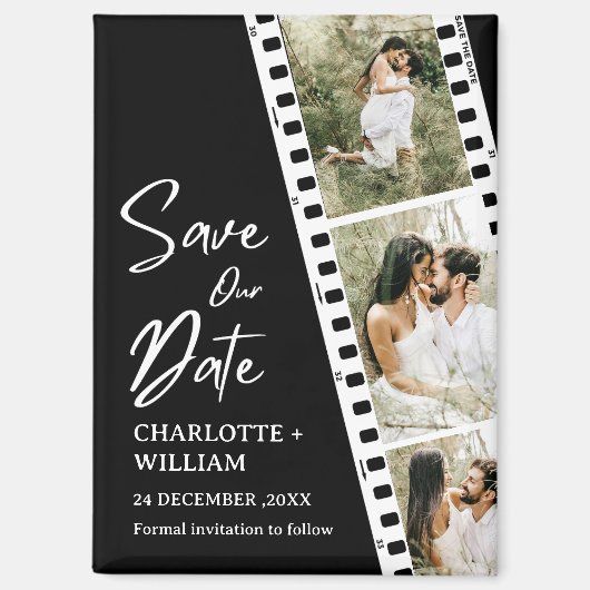 Aimant Black Save our Date Photo Booth Mariage (Recto)
