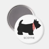 Aimant Black Scottish Terrier Dog Ajouter un nom (Recto/Verso)