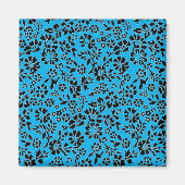 Aimant Black & Sky Blue Flowers (Devant)