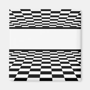 Aimant Black & White Checkered Perspective