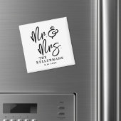 Aimant Black White Script Wedding Favor