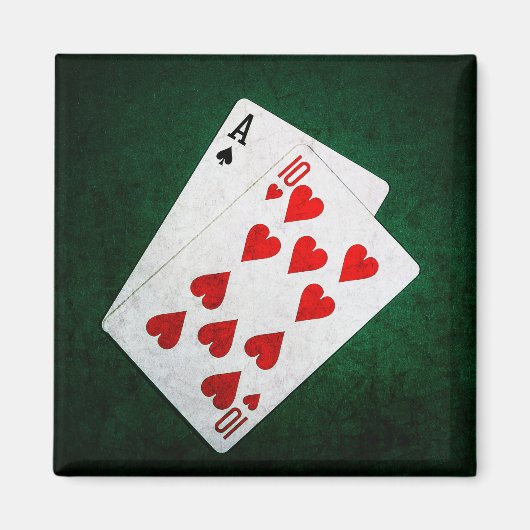 Aimant Blackjack 21 point - As, Ten (Devant)