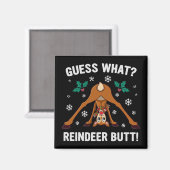 Aimant Blague de Noël sur le derrière de renne (Recto/Verso)