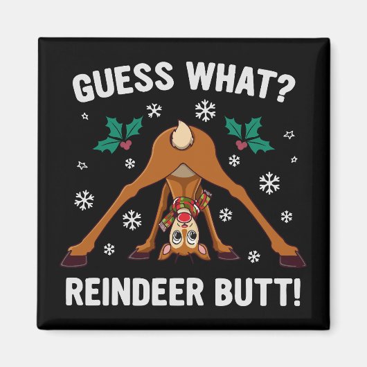 Aimant Blague de Noël sur le derrière de renne (Devant)