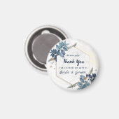Aimant Blanc Bleu Floral Merci mariage Faveurs (Recto/Verso)
