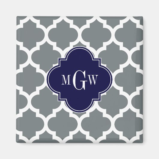Aimant Blanc Charbon Marocain #5 Navy 3 Monogramme Initia (Devant)