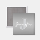 Aimant Blanc Cursive & Monogramme Gris | Couleurs Modifia (Recto/Verso)