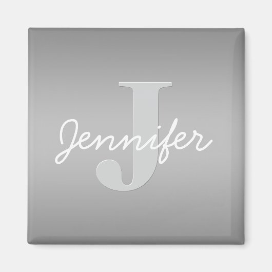 Aimant Blanc Cursive & Monogramme Gris | Couleurs Modifia (Devant)