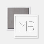 Aimant Blanc Élégant Unique Monogramme (Recto/Verso)