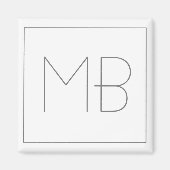 Aimant Blanc Élégant Unique Monogramme (Devant)