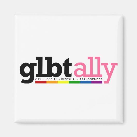 Aimant blanc GLBT Ally (Devant)