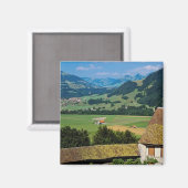 Aimant Blanc La cour fleurie du château de Gruyere flo (Recto/Verso)