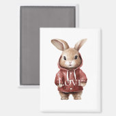 Aimant Blanc mignon lapin amour (Recto/Verso)