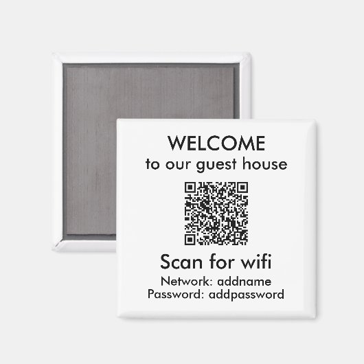 Aimant Blanc moderne QR Code Wifi Info Airbnb Location (Recto/Verso)