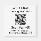 Aimant Blanc moderne QR Code Wifi Info Airbnb Location (Devant)