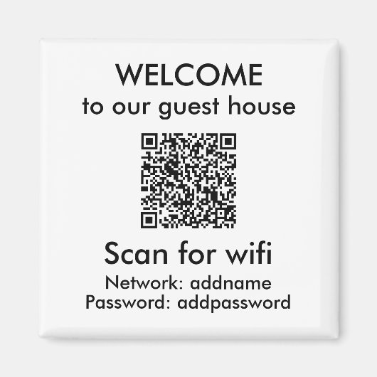 Aimant Blanc moderne QR Code Wifi Info Airbnb Location (Devant)