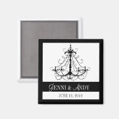 Aimant Blanc noir Enregistrer les noms de dates Mariages  (Recto/Verso)