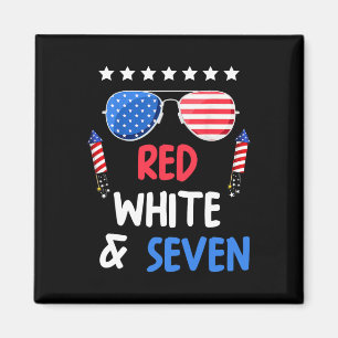 Aimant Blanc Rouge Et Sept 7E Anniversaire 4 juillet Inde
