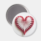 Aimant Blanc sur coeur d'origami rouge (Recto/Verso)