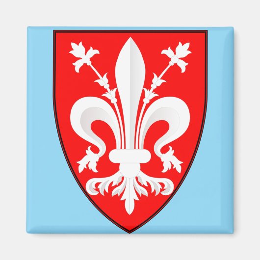 Aimant Blason de Florence Lys Florentin rouge (Devant)