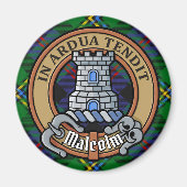 Aimant Blason du clan Malcolm sur tartan (Devant)
