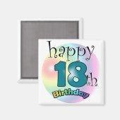 Aimant Blauwe Joyeux 18e anniversaire (Recto/Verso)