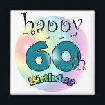 Aimant Blauwe Joyeux 60e anniversaire<br><div class="desc">gelukkige 60e verjaardag magneet Leuk als rendus voor iemand die zestig is geworden</div>