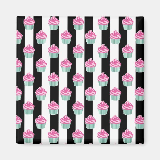 Aimant Bleck et Withe cool tendance, Cup Cakes (Devant)