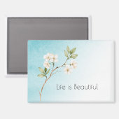 Aimant Bleu Aqua Blanc Floral (Recto/Verso)
