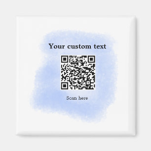 Aimant bleu aquarelle QR code scan ajouter texte personna