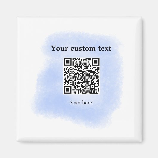 Aimant bleu aquarelle QR code scan ajouter texte personna (Devant)