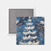 Aimant Bleu blanc Arbre de Noël Magazine de vacances (Recto/Verso)