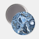 Aimant Bleu, blanc et doré Fluide Marbre (Recto/Verso)