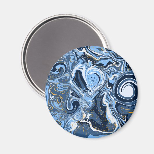 Aimant Bleu, blanc et doré Fluide Marbre (Recto/Verso)