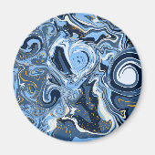 Aimant Bleu, blanc et doré Fluide Marbre (Devant)