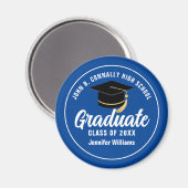 Aimant Bleu Blanc Graduate Custom 2025 Graduation Party (Recto/Verso)