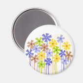 Aimant Bleu bleu jaune brun simple fleurs dessin (Recto/Verso)