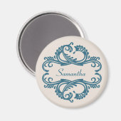 Aimant bleu chic Damask (Recto/Verso)