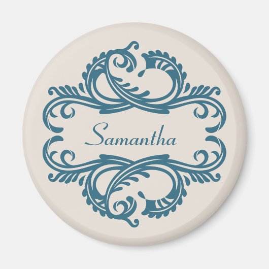 Aimant bleu chic Damask (Devant)