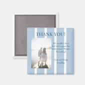 Aimant Bleu chic et blanc Merci en bande Favoriser l'aima (Recto/Verso)