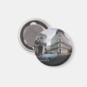 Aimant Bleu Classic Vintage Car Cityscape (Recto/Verso)