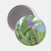 Aimant Bleu cône fleur bromélique (Recto/Verso)