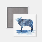 Aimant Bleu de cobalt Animaux de ferme - Moutons (Recto/Verso)