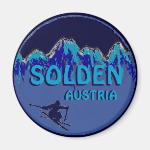 Aimant bleu de logo de ski de thème de Solden