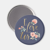 Aimant Bleu délicieux fleurissant | Je nous aime (Recto/Verso)