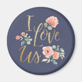 Aimant Bleu délicieux fleurissant | Je nous aime (Devant)