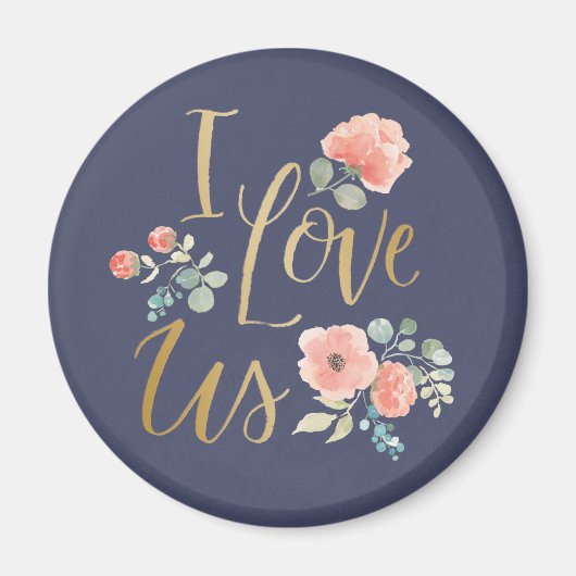 Aimant Bleu délicieux fleurissant | Je nous aime (Devant)