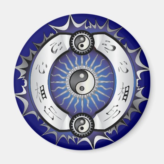 Aimant Bleu électrique Yin Yang (Devant)