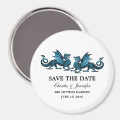 Aimant Bleu Elegant Dragons Enregistrer l'aimant Date (Recto/Verso)