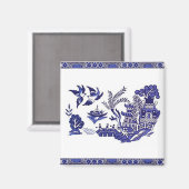 Aimant Bleu et blanc Chine bleu Willow Design (Recto/Verso)